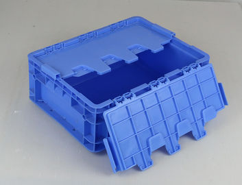 Menteşeli Kapaklar Plastik Saklama Taşıma Kutuları Mavi Renk İstifleme Devir Sayısı