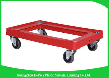 4 Tekerlek Ağır Hizmet Plastik Hareketli Dolly Büyük Kapasiteli Uzun Hizmet Ömrü 612*412*145mm