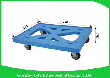 750*570*175mm Plastik Hareketli Dolly Palet Ağır Hizmet Dört Tekerlek %100 PP