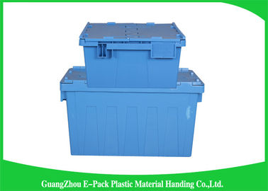 60L Plastik Ekli Kapaklı Konteynerler Ağır Hizmet İstiflenebilir Hareketli 600 * 400 * 365mm