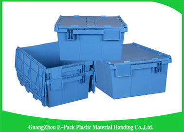 60L Plastik Ekli Kapaklı Konteynerler Ağır Hizmet İstiflenebilir Hareketli 600 * 400 * 365mm