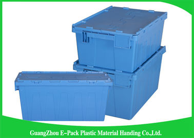 60L Plastik Ekli Kapaklı Konteynerler Ağır Hizmet İstiflenebilir Hareketli 600 * 400 * 365mm