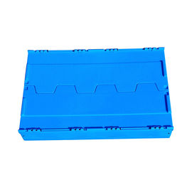600*400*368 Mm Lojistik Katlanabilir Plastik Kutu Ekli Kapaklar Mavi Renk