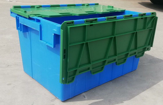 Özelleştirme 35kg Yükleme Plastik Taşıma Kutusu Ekli Kapaklı Konteyner İstifleme Yuvalama