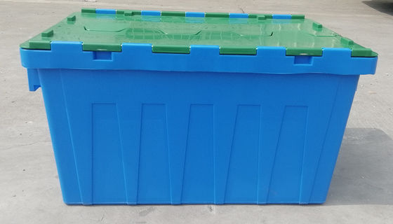 Özelleştirme 35kg Yükleme Plastik Taşıma Kutusu Ekli Kapaklı Konteyner İstifleme Yuvalama