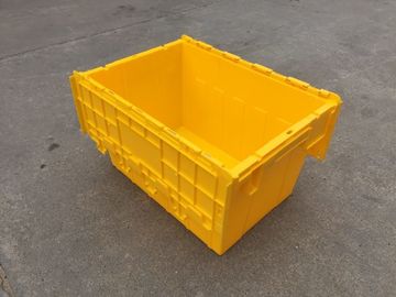Taşıma için Yığılmış Sarı Plastik Saklama Kutuları Ekli Kapaklar