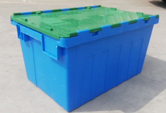 Özelleştirme 35kg Yükleme Plastik Taşıma Kutusu Ekli Kapaklı Konteyner İstifleme Yuvalama